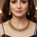 सुरुचिपूर्ण बहुरंगी पत्थर मोती लटकन हार सेट