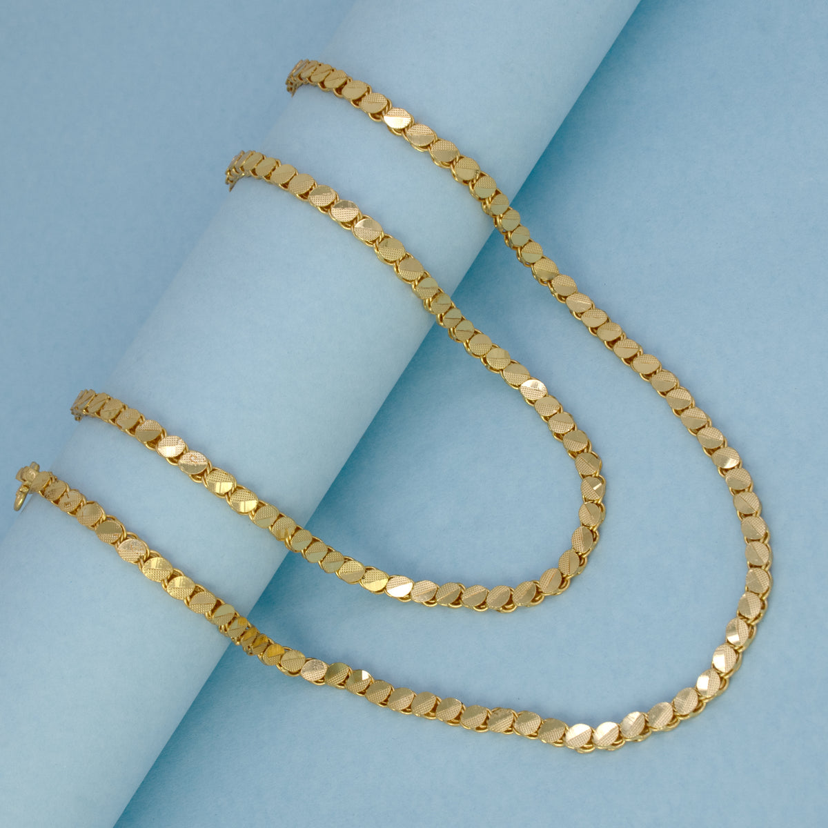 എലഗന്റ് ഡിസൈനർ ഗോൾഡ് പ്ലേറ്റഡ് ചെയിൻ -10 പി 