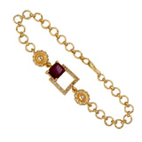 Stylish Gold Plated Square CZ Stone Ladies Bracelet