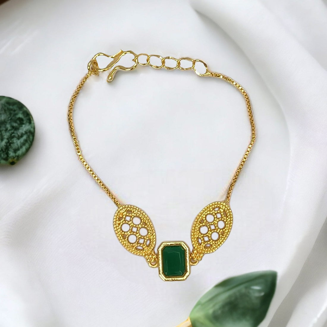 Elegant Gold Plated Square Stone Ladies Bracelet