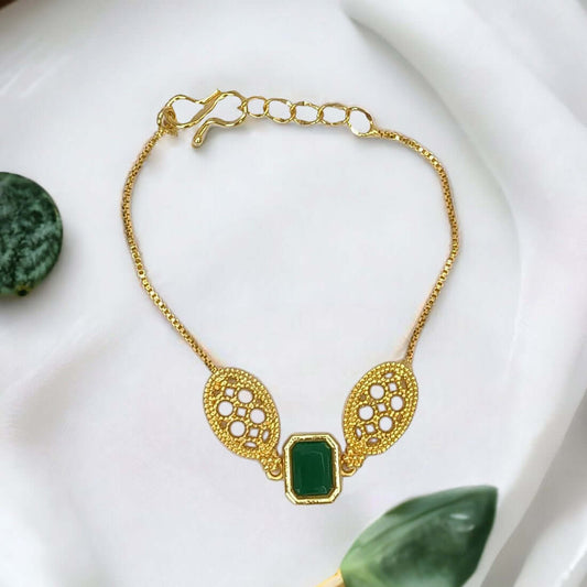Elegant Gold Plated Square Stone Ladies Bracelet