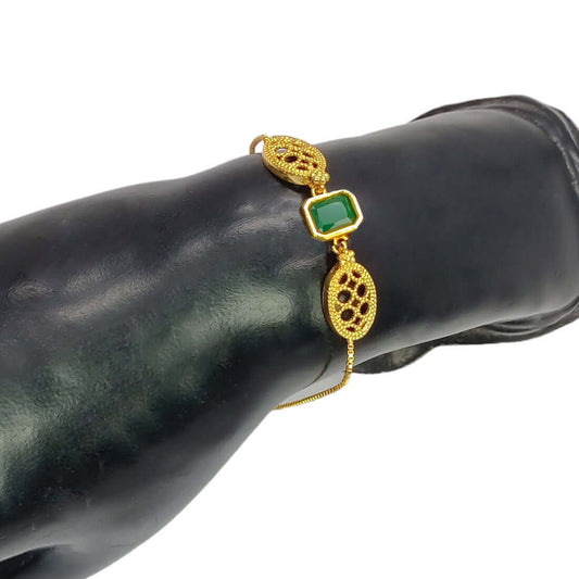 Elegant Gold Plated Square Stone Ladies Bracelet
