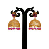 Elegant Kemp Stone Big Matte Jhumka Earrings