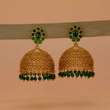 Elegant Kemp Stone Big Matte Jhumka Earrings