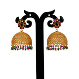 Elegant Kemp Stone Big Matte Jhumka Earrings