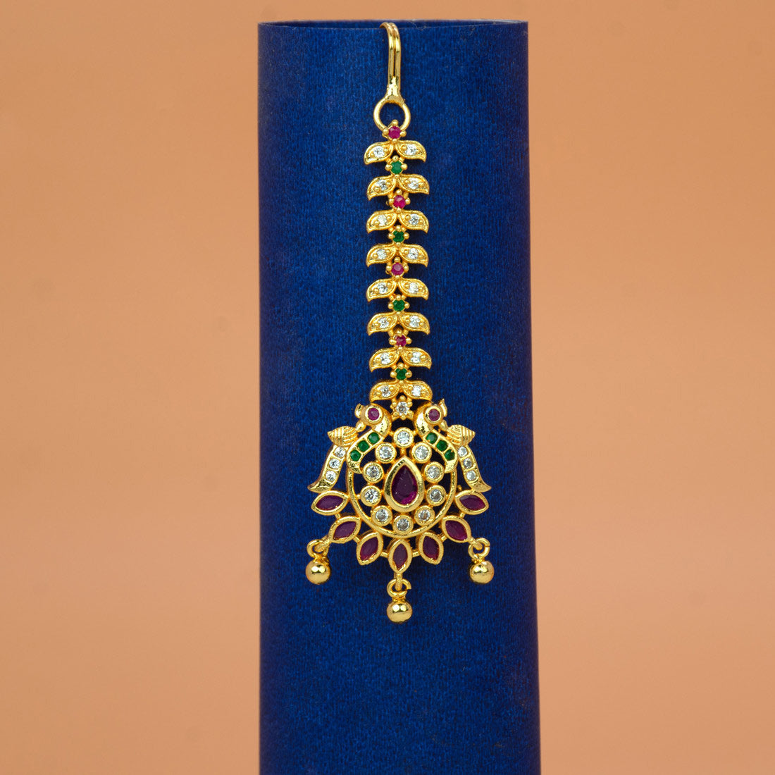 Ethnic-Gold-Plated-Peacock-CZ-Maang-Tikka-Dmo