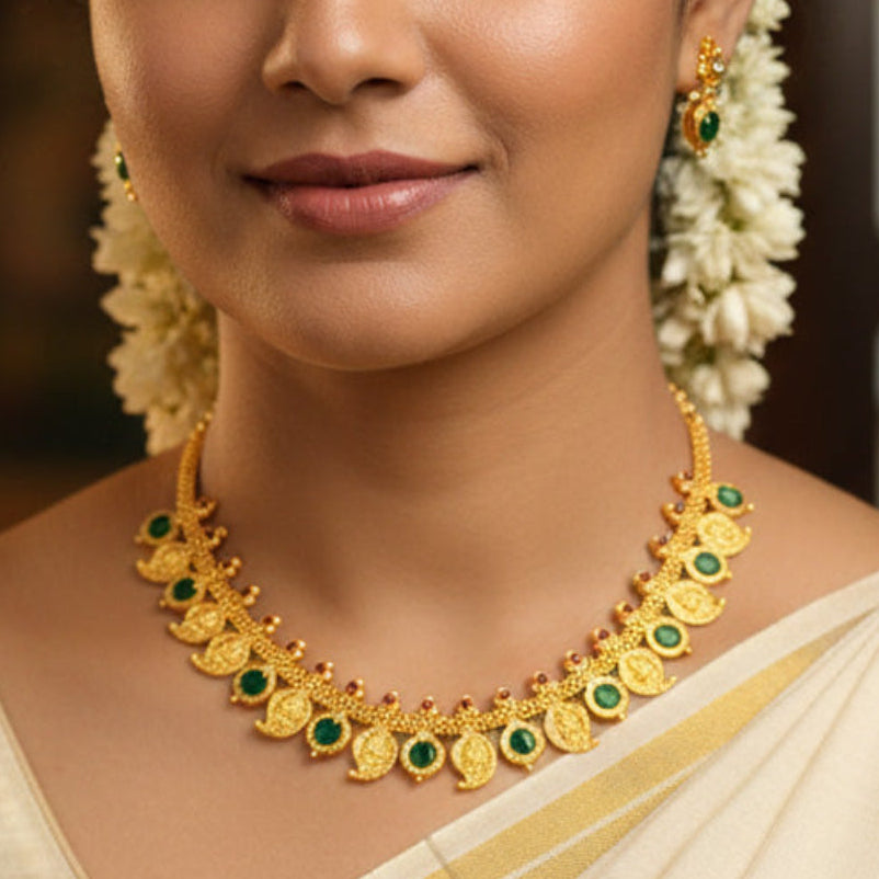 Ethnic Round Enamel GoldPlated Lakshmi Mango Choker