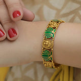 Ethnic Antique Gold Plated Lakshmi Lotus Bangle