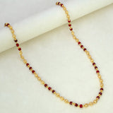 Fascinating Designer Golden Beads Red Crystal Chain 