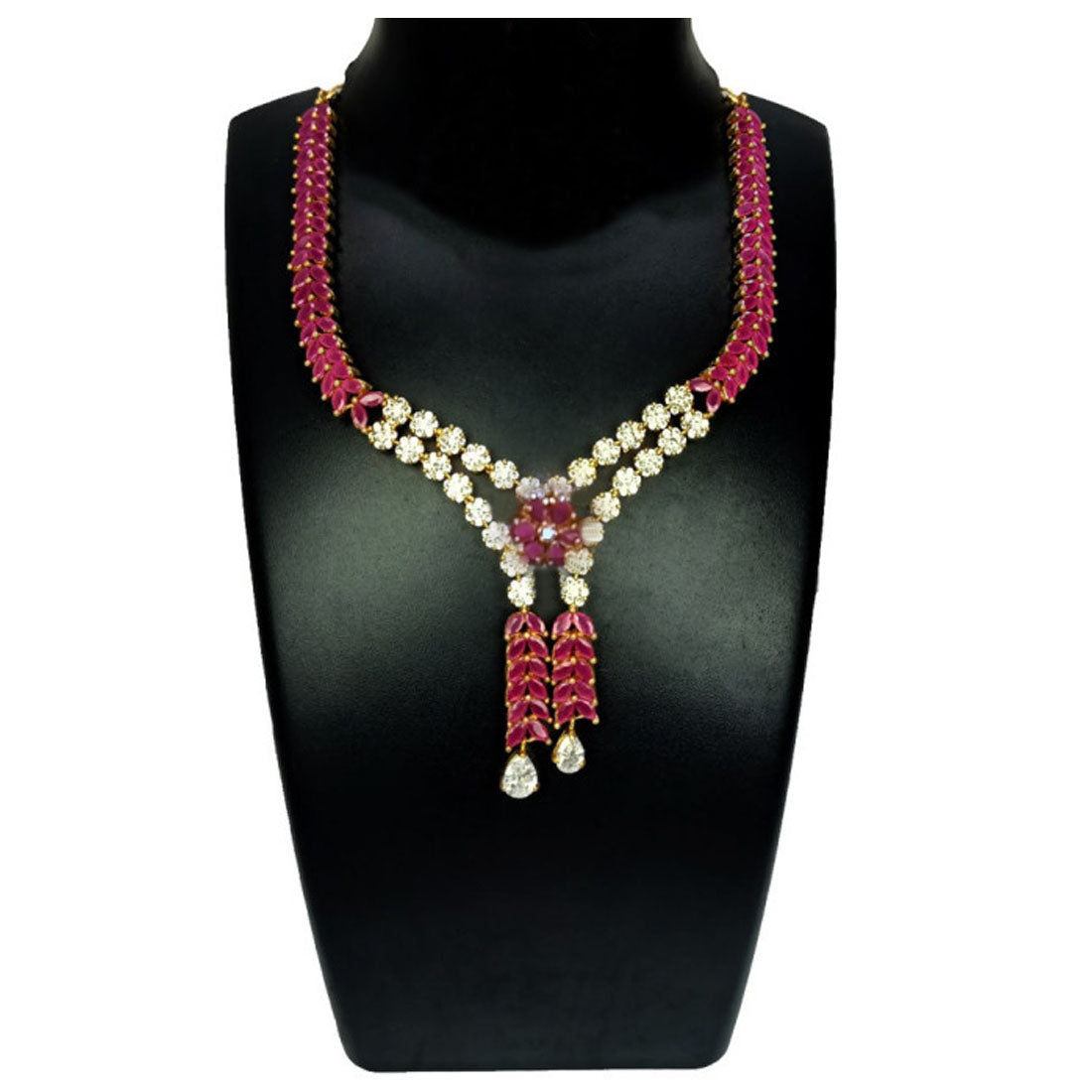 Fascinating-Premium-Gold-Plated-Ruby-CZ-Necklace-Set-Dmo