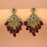 Fashion-Beaded-Dark-Red-Drop-Earrings