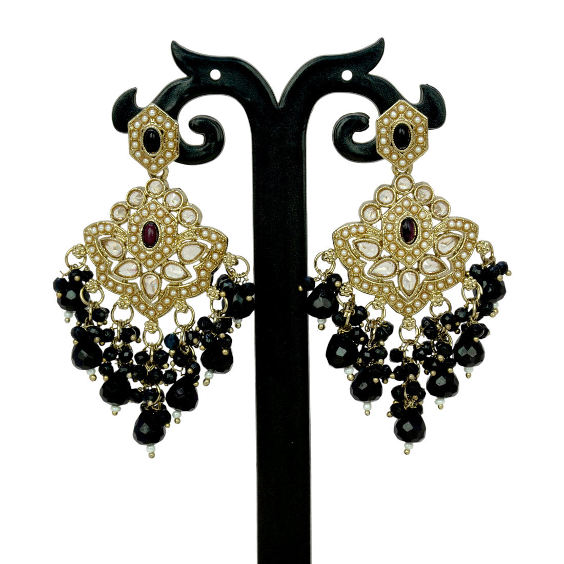 Fashion-Drop-Black-Beaded-Earrings