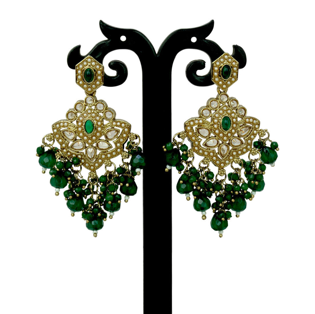 Fashion-Drop-Dark-Green-Beaded-Earrings