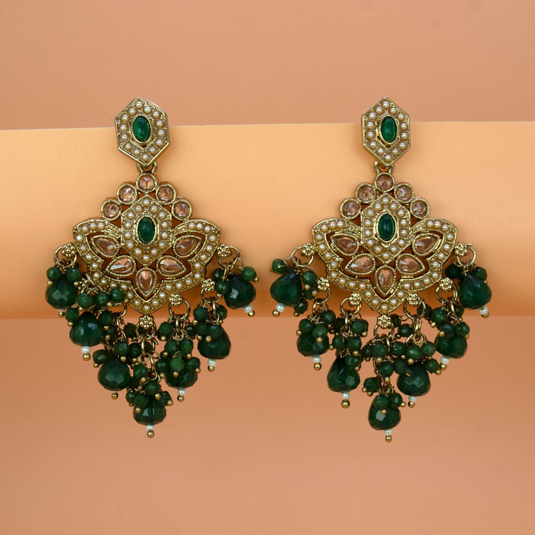 Fashion-Drop-Dark-Green-Beaded-Earrings