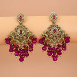 Fashion-Drop-Deep-Pink-Beaded-Earrings