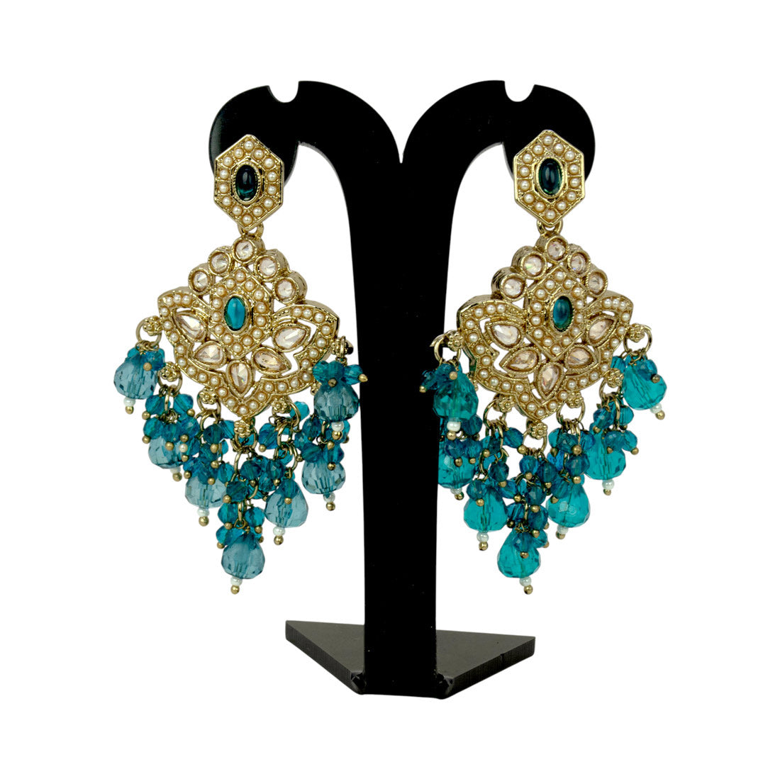 Fashion-Drop-Peacock-Blue-Beaded-Earrings