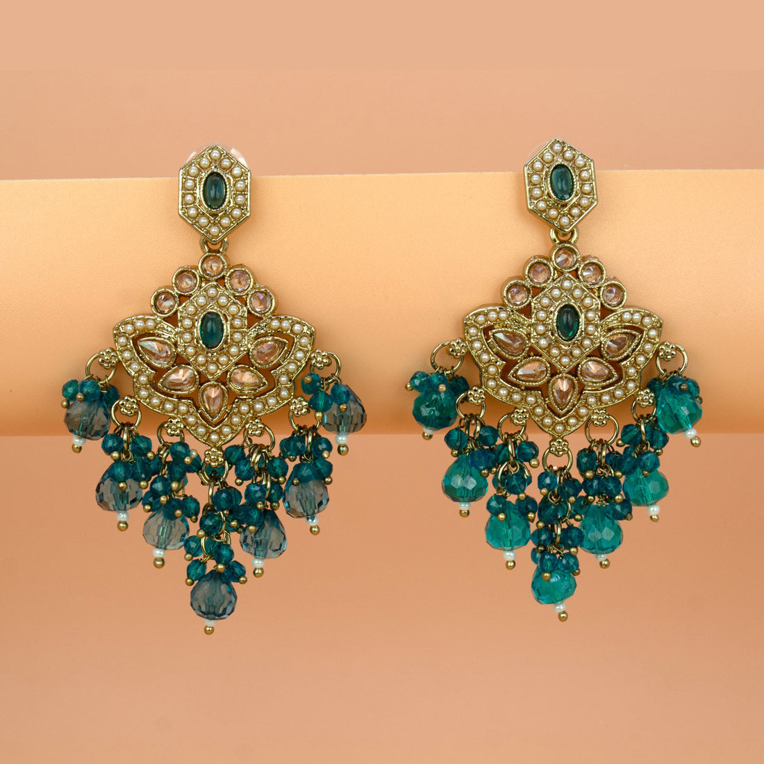 Fashion-Drop-Peacock-Blue-Beaded-Earrings