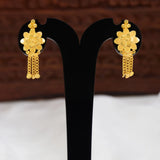 Gold Plated Floral Stud Chain Tassel Earrings