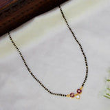 Floral Stone Pendant Black Beads Mangalsutra Chain