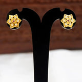 Floral CZ Stone Gold Plated Stud Earrings
