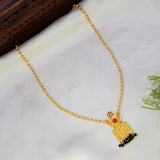 Gold Plated South Indian Square Pendant Necklace