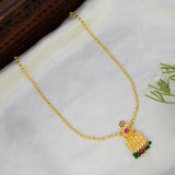 Gold Plated South Indian Square Pendant Necklace