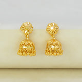 Gold-Plated Small Floral Jhumka Earrings For Women