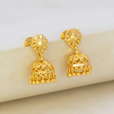 Gold-Plated Small Floral Jhumka Earrings For Women