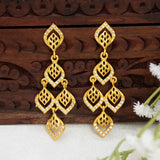Four-Step Dangling CZ Stone Gold Drop Earrings