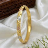Gold Plated Three-Tone Diamond-Cut Bangle