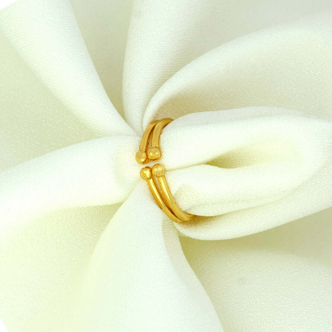 Simple Gold Plated Adjustable Double Band Ring