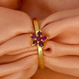 Dazzling Gold Plated Adjustable Floral Stone Finger Ring