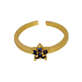 Dazzling Gold Plated Adjustable Floral Stone Finger Ring
