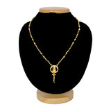 Ethnic Gold Plated Ball Chain Halo Lakshmi Pendant Necklace