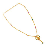 Ethnic Gold Plated Ball Chain Halo Lakshmi Pendant Necklace