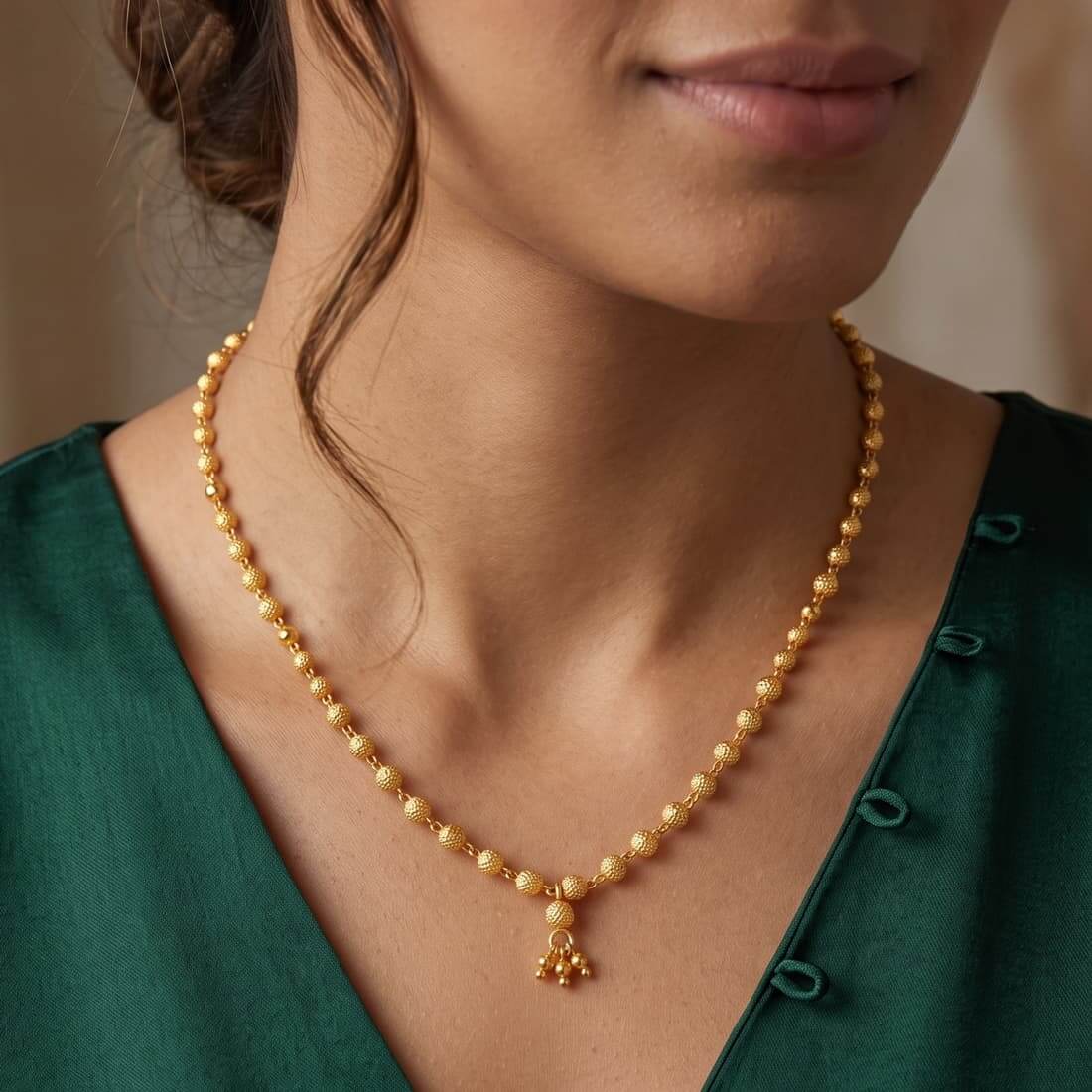 Gold Plated Designer Ball Chain Necklace