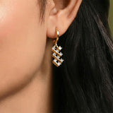 Gold-Plated-CZ-Cluster-Drop-Hoop-Earrings