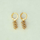Gold-Plated-CZ-Cluster-Drop-Hoop-Earrings