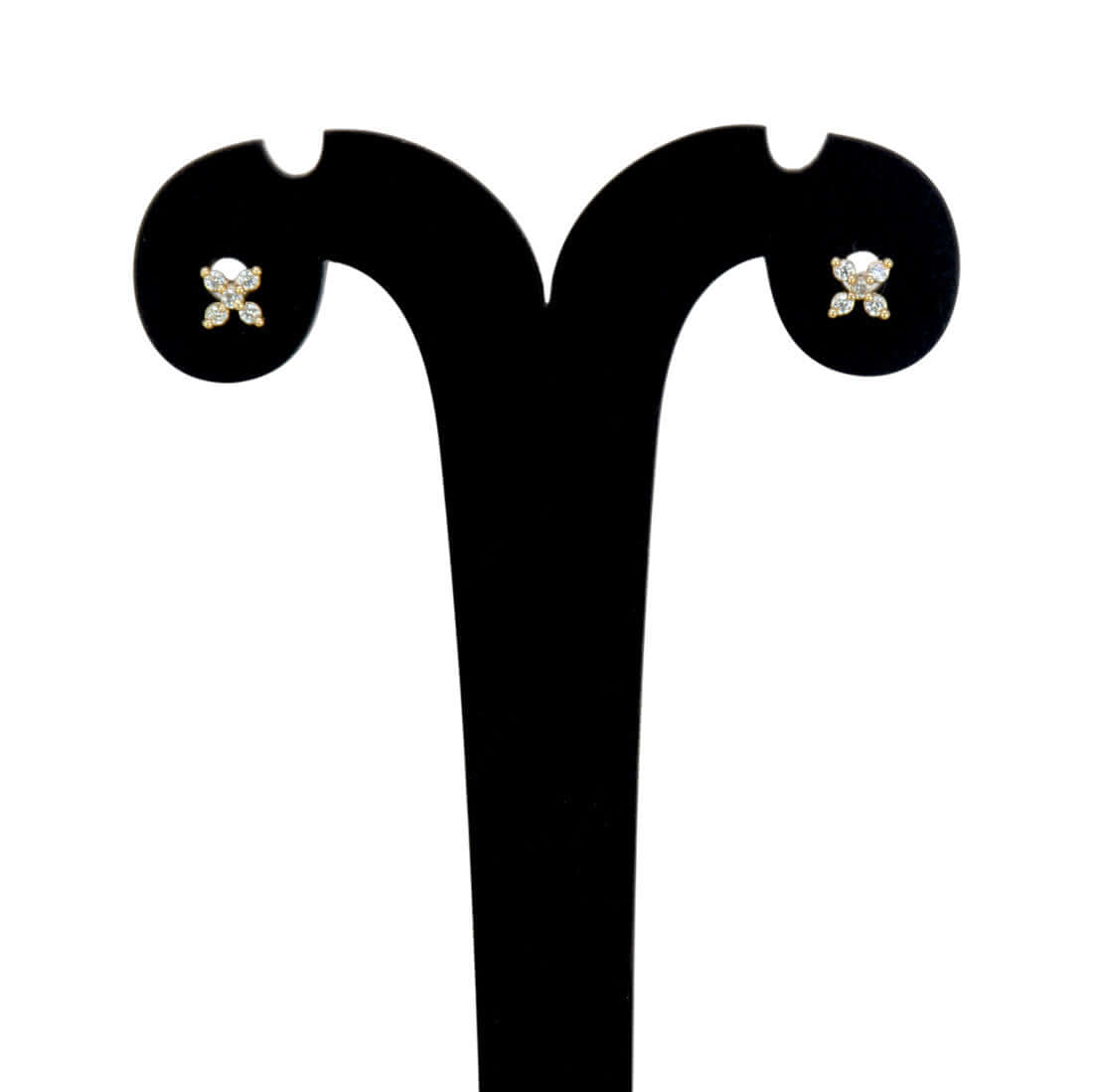 Gold Plated CZ Floral Second Stud Earrings