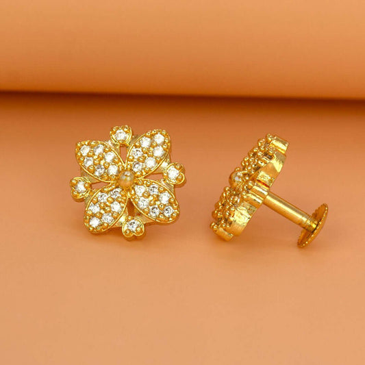 Gold-Plated-CZ-Floral-Stud-Earrings