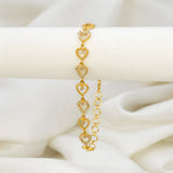 Gold Plated CZ Heart Link Bracelet for Women