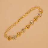 Gold Plated CZ Heart Link Bracelet for Women