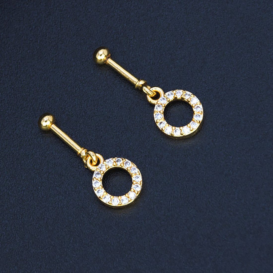 Sparkling Round CZ Gold Plated Bugadi Earrings