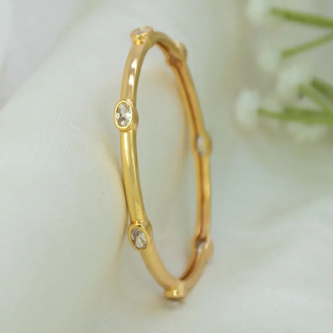 Cute Gold Plated Stone Baby Bangle