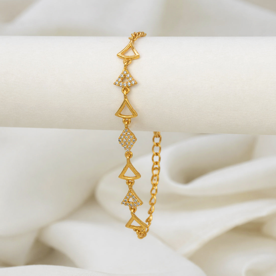 Gold Plated CZ Triangle Bracelet