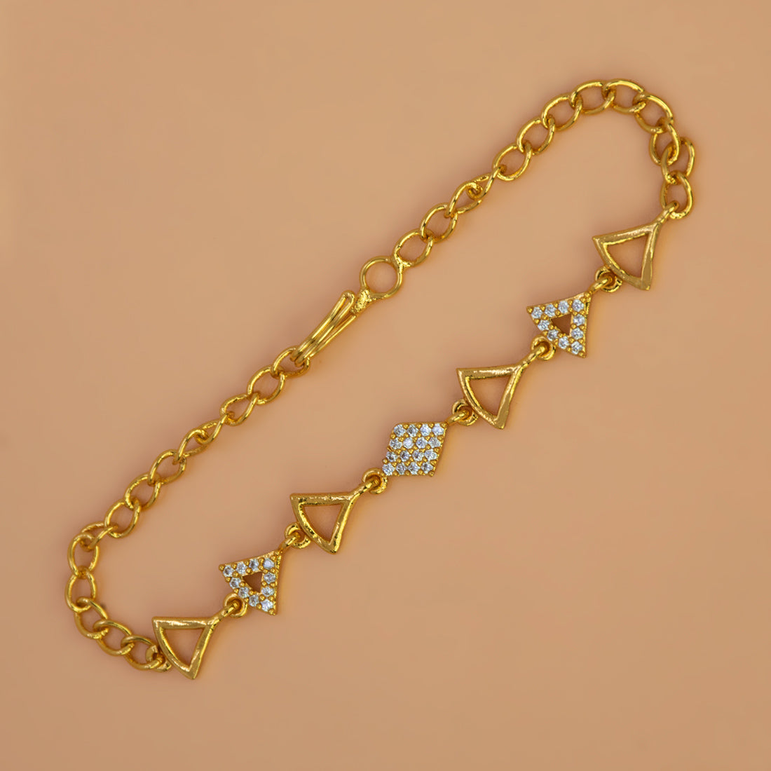 Gold Plated CZ Triangle Bracelet