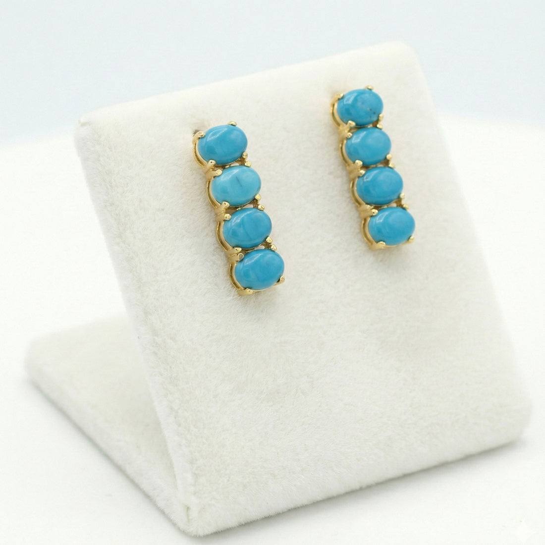 Gold-Plated-Coral-Quad-Stone-Blue-Bar-Stud-EarringsWbg
