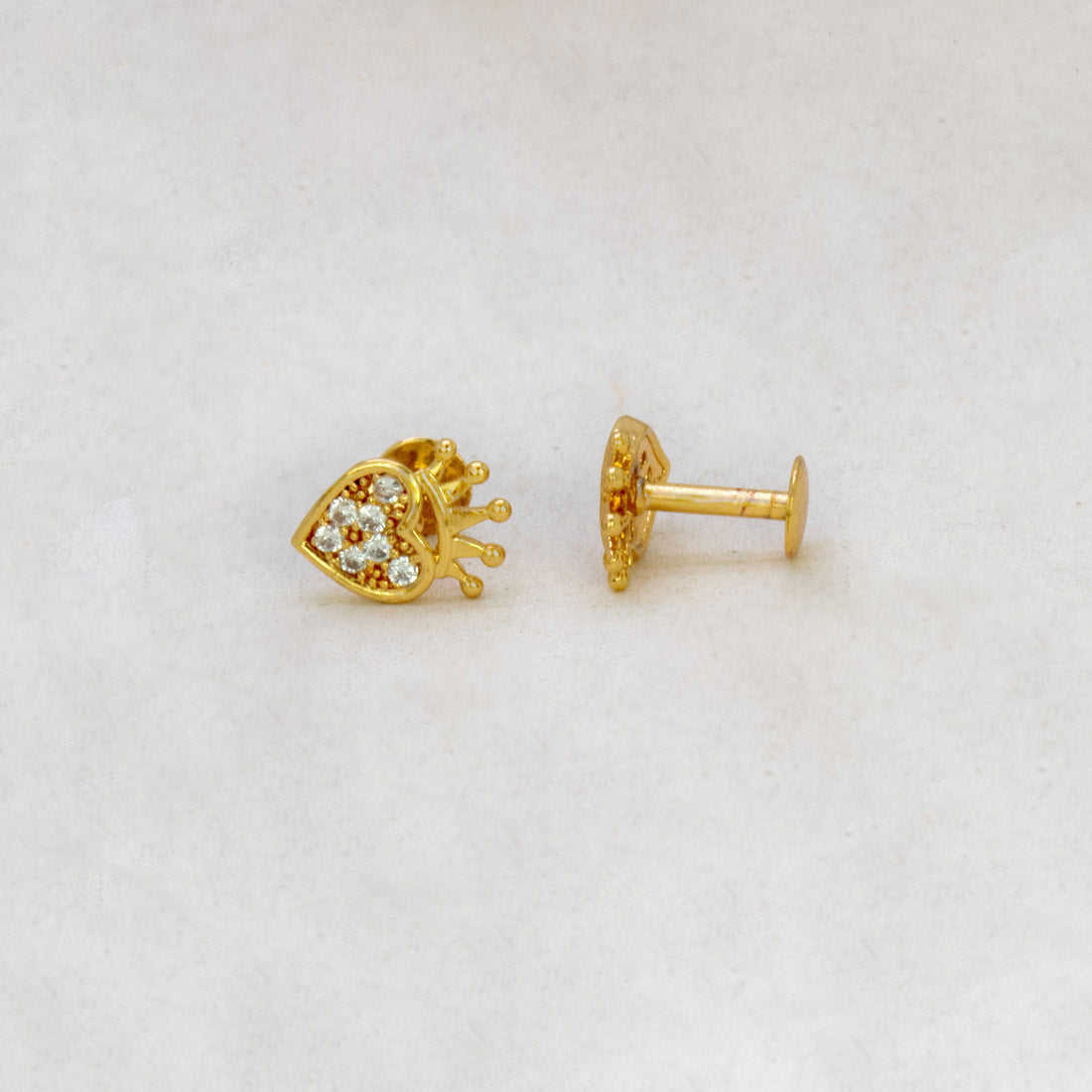 Gold-Plated-Crown-Heart-Stud-Earrings