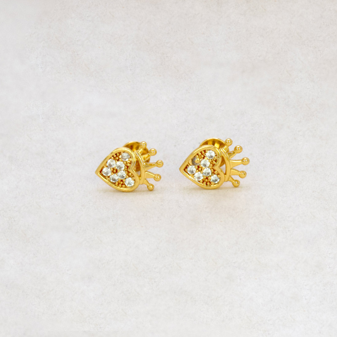 Gold-Plated-Crown-Heart-Stud-Earrings