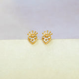 Gold-Plated-Crown-Heart-Stud-Earrings